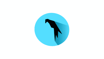 A silhouette of a crow on a blue background.