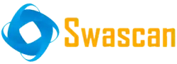 Swacan logo on a black background.