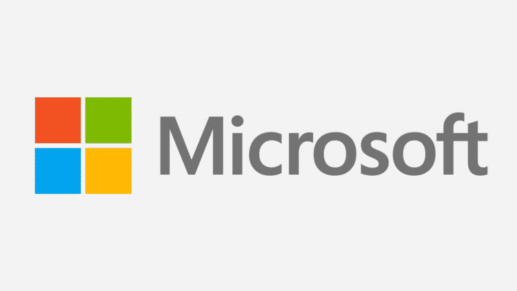 Microsoft logo on a white background.