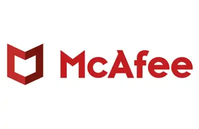 Mcafee logo on a white background.