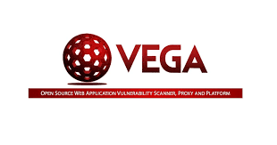 The logo for vega on a red background.