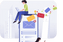 A woman is sitting on top of a mobile phone with mails flying around.