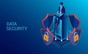 Data security with a man sitting on top of a tower.