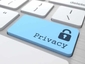 A blue button with the word privacy on it.