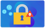 A padlock with an icon of a skull and an icon of a lock.