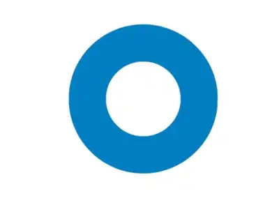 A blue circle on a white background.